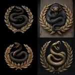 **An emblem depicting a black coiled viper baring its fangs above a laurel wreath the perfect balance of lethal precision and earned power. The serpent represents silent, controlled violence; the laurel symbolizes victory through discipline. Together, they form a mark of ruthless authority and unwavering loyalty. The finish is of an old antique gold. --v 7.0** - <@208045479605305344> (fast)
-# Create, explore, and organize on [midjourney.com](<https://midjourney.com/imagine?from_discord=1>)