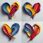 **create a photo of two oil paint swipes of color the form the shape of a heart on a blank background and make it realistic enough to show the 3d form with shadows** - Variations (Strong) by <@1078129571288858735> (fast)