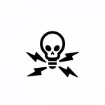 **a simple illustration logo of a skull and cross bones where the skull is a lightbulb and the crossbones are thin symmetrical lightning bolt symbols --v 7.0** - Image #2 <@340952336275079170>