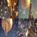 **Riding the epsilon aurigae constellation gold balloon, glitter night sky, sparkles, bokeh, pastel coloured balloon stars, attractive blonde woman with hollywood hair, wwearing a cowboy hat and sun glasses, shorts and vest, reflective, glitter dust, balanced composition, skyscape, retro futurism --ar 16:9 --raw** - <@744210433703018499> (relaxed)