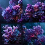 **art photography of hydrocoral, bright purples and blues, within the coral reef 🪓💎😬 . It is surrealism. --v 7.0 --c 2** - Remix (Strong) by <@1203771238686793768> (fast, stealth)