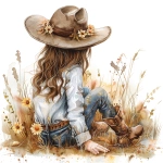 **22w litlle girl cowboy hat and boots with flowers waterpaint in a white background --stylize 250 --v 6.0** - Image #2 <@1135636698060038216>