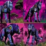 **Juice the wolf, a purple 7 foot tall cybernetic wolf, a time traveler from the year 7787 rendering like blender and unreal engine. 4K high definition full body shot Filmed from a front view, Cosmic exploration of a lost planet, while stalking through the foreign terrain and alien vegetation in a sleek form-fitting exo suit --ar 16:9 --sref 4240880785 2348464004 --p km5n24x --s 750** - <@1256109111787917423> (relaxed)
-# Create, explore, and organize on [midjourney.com](<https://midjourney.com/imagine?from_discord=1>)