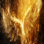 **Divine golden light rays descending from heaven onto floating elemental symbols (fire flame, water droplet, air swirl, earth crystal), angelic wings in background, warm amber and gold color palette, hyper-realistic spiritual energy, cinematic photography --ar 4:1 --v 6.0** - Image #3 <@900787127892180992>