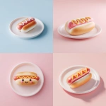 **a cute cosmonautumnal hotdog on a white plate, diner, minimalist 3D illustration soft gradients --profile aabz69z** - <@937851746712186921> (relaxed)