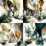 **<https://s.mj.run/Nlu3ItpiLmk> <https://s.mj.run/5Zwnb5PDQNM> an illustration using black pen and watercolour, loose sketchy watercolor and black pen illustration of a futuristic healthcare waiting room filled with plants and birds walking freely where people are scanned and then led by human looking robots to individual wellness pods, zaha hadid organic futuristic architecture highly detailed, unique --ar 16:9 --v 6.1 --s 250** - <@999895176619237436> (fast)
-# Create, explore, and organize on [midjourney.com](<https://midjourney.com/imagine?from_discord=1>)