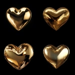 **a solid gold 3d heart shaped object against a black background** - <@817880507983069194> (fast)