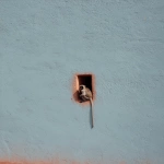 **<https://s.mj.run/ydE3Wc5bF6A> ultra-realistic, HD, minimalist mid shot photo of a soft light blue stone wall, there's a small rectangular hole on the wall and an Indian monkey sitting on it. subtle film grain, fine texture detail. captured with a Fujifilm 50mm lens. --ar 4:5 --v 7.0** - Upscaled by <@753364602561101955> (fast)