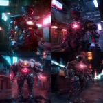 **a 5-heads-tall daruma-inspired robot, high-tech military-grade armor, dark red and black color scheme, cybernetic limbs with visible mechanical joints, glowing core in the chest, intense cinematic lighting, futuristic Japanese robotics design, standing in a rainy neon-lit alley, realistic sci-fi atmosphere, ultra-detailed hard surface modeling, 4K render, concept art --ar 2:3 --v 7.0 --no text --no watermark --p pmcvoi5 --s 50 --raw** - <@960107048031387718> (fast)