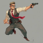 **action hero monotreme, dapper outfit, pointing a pistol at** - Image #2 <@244198134962454538>