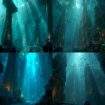 **Cinematic wide establishing shot of a vast bioluminescent underwater city of Atlantis, with towering coral-inspired structures glowing softly with turquoise and golden light. Ancient Atlantean carvings and runes are etched into the buildings, radiating mystical energy. Schools of glowing fish and majestic bioluminescent sea creatures, including manta rays and fantastical mermaids, swim gracefully through the scene, bringing the city to life. Light beams filter down from the surface above, illuminating drifting particles and creating depth. The mood is awe-inspiring and magical, a hidden world revealed for the first time. Ultra-realistic textures, epic fantasy adventure atmosphere --ar 16:9 --v 7.0 --raw** - <@1092171553510264843> (fast)
-# Create, explore, and organize on [midjourney.com](<https://midjourney.com/imagine?from_discord=1>)