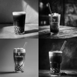 **classic pint of guinness merged with bubble tea, straw coming out of the glass, black and white photo, cool, edgy fashion editorial vibes** - <@1176533510887063603> (fast)