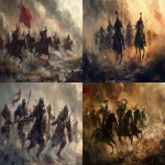 **a soldier from ever era., from ancient times to modern times all charging together. --ar 7:4 --v 6.0** - <@415014465860272130> (fast)