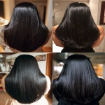 **an indian girl with long, black hair, viewed from the back. her hairstyle is straight and voluminous, with very shiny hair. the roots of her hair are slightly faded. this photo was taken on the camera of an iphone 8. --ar 67:120** - <@1176528279734329450> (fast)