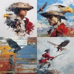 **a beautiful loose pallet, knife, painting of an Americana bald eagle flying above a colonial soldier’s head who is a patriot soldier --ar 3:4** - <@1204459829629026307> (fast)
-# Create, explore, and organize on [midjourney.com](<https://midjourney.com/imagine?from_discord=1>)