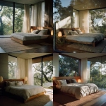 **rich, pronounced 35mm film grain, subtle frame edge softness, authentic Kodak Portra 160 film texture pushed one stop, halation bloom on highlights, gentle color shift in shadows for analog realism, shot on Hasselblad 500CM" ultra-luxury minimal master bedroom seamlessly blending with nature. Floor-to-ceiling glass opens to a private balcony overlooking lush treetops of the Queensland hinterland. King bed with low timber headboard in warm washed oak, dressed in natural Belgian linen with muted cream and soft grey tones. Textured jute rug underfoot, sculptural bedside lamps with soft warm glow. Early morning light filtering through sheer curtains, lifted shadows, soft highlights, warm neutral tones, balanced whites. Composition centered, allowing symmetry between interior and landscape, editorial architectural photography.** - <@837237355722571776> (fast)
-# Create, explore, and organize on [midjourney.com](<https://midjourney.com/imagine?from_discord=1>)