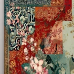**<https://s.mj.run/HoqsrJHDUMc> The image should be a very clear and detailed image with an abstract design, with some parts of the image having an Arabic pattern at the top edge, and some parts having small flowers, --ar 128:85** - Image #1 <@1123092135621697629>