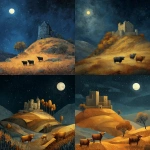 **scottish motte-and-bailey Castle on a hill with 4 highland cattle , moonless night with shining stars in autum** - <@687598645855649848> (fast)
-# Create, explore, and organize on [midjourney.com](<https://midjourney.com/imagine?from_discord=1>)