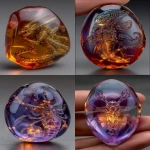 **embryonic xenomorph perfectly preserved inside a chunk of raw lavender color amber --v 7.0 --s 800 --ar 9:16** - <@911637101290877029> (fast)