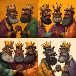 **a cartoon depiction of kings: A man is as good as his word. Remember, your word is your bond. The kings, wearing their crowns, shake each other's hands.** - Remix (Strong) by <@1066298563220484147> (fast)