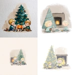 **very simple handmade childlike sketch, two little toddler boys with light blonde hair, one is decorating a big christmas tree with lots of sparkly lights and the other one is smaller sitting down on the floor playing with baby toys, in a cosy living room with a roaring fire in the background, feeling happy and content, looking warm and cosy on a cold winters evening, playful muted colours, soft watercolor wash, aquarellist style, organic imperfect lines, minimal detail, flat shapes, cute and innocent aesthetic, as if drawn by a child, nursery illustration, children’s book art, soft edges, calm and cozy mood, isolated on a white background, no background texture, no realism --chaos 10 --ar 1:1 --stylize 50** - <@409716268476923920> (fast)