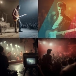 **Create a high-quality ultra-realistic photo background which is colour graded of a 1950s gene vincent rock and roll concert. Have a large tv / screen on the right hand side near the edge of the picture which you can see the whole screen** - <@1168106068602261574> (fast)
