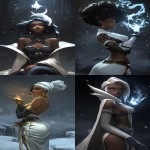 **BIPOC ; inspired by the dofus art style ; Moonveil: A serene and graceful healer clad in white and light blue robes. Her presence alone brings peace and restoration to her allies. Moonveil’s magic channels celestial energies to heal and protect from harm. ; Polar Vortex --p vzzl1gd jsxnrvb oysp4kp --sref 406 --ar 3:5 --niji 6** - <@1018138887199129620> (relaxed)