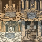 **A stylized editorial cartoon showing a classic ballot box wrapped in heavy iron chains and locked shut, surrounded by towering stacks of paperwork labeled "SAVE Act", "Proof of Citizenship Bill", and "Model Legislation - ALEC". The ballot box is old-fashioned and stamped with the word "VOTE". Papers spill outward like a barricade, courthouse columns faintly visible in the background. Symbolic and expressive, with halftone texture, pen-line inked outlines, dusty tan and blue-gray color wash. Vertical layout. Inspired by Matt Wuerker. --ar 9:16 --cref <https://s.mj.run/M3PRV1uWkZ4> --s 50 --v 6.0 --raw** - <@925081513199017995> (fast)