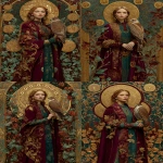 **photorealistic, klimt, like the Nine of Pentacles tarot card, exactly NINE large golden FIVE-POINTED STAR pentacle pentagram coins with visible star symbol clearly visible hanging on vines or displayed in a lush abundant garden, each pentacle must show a five-pointed star ⭐ symbol, an elegant Indian woman standing alone in the garden wearing luxurious burgundy and teal robes with rich gold Klimt patterns, a beautiful falcon or elegant bird perched on her gloved hand, expression of calm self-possession and serene independence, the nine star pentacles are prominent and easy to count in the garden around her, pentacles are star-shaped coins not circles, Byzantine gold mosaic patterns in background, atmosphere of svatantra self-sufficiency through conscious development, sense of earned independence and inner wealth, jewel tones burgundy teal gold and rich garden greens, ornate baroque frame, mood of mastery and self-reliance, --ar 2:3 --raw** - Variations (Strong) by <@1122608133139857530> (fast)