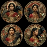 **a Bengali woman with a serpent in her root chakra, a black jaguar in her sacral , a hummingbird in her solar plexus and an eagle in her heart chakra, named Mr Dendrokinetic** - Variations (Strong) by <@1069265923099328512> (fast)