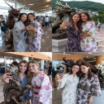 **two beautiful japanese girls taking selfies at the airport, smiling and holding an iphone in their hands. a bronze chinese dragon made of chocolate is sitting on top of them. the background features japan's traditional kimono dress with white flowers. photo taken using a canon eos r8 camera and natural light. --ar 105:128 --v 7.0 --p uhaa3kn** - <@1259439584010309703> (fast, stealth)