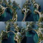 **floating ocean colony for native human, inspired by mangroove structure, high tech and futuristic --ar 16:9 --v 7.0** - Variations (Strong) by <@959777835499798548> (fast)