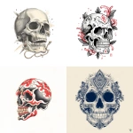 **A skull traditional old shcool tattoo design, white background** - <@1289925671455559733> (fast)