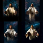 **<https://s.mj.run/4e19huEwCUY> use this image to show a photorealistic Jesus holding out a matching set of new bible and book of mormons to us. --v 7.0** - <@781279613221339146> (fast)