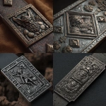 **create an image of Old-look metal fighter dnd character & dnd icons on a metal belt or strap, in 3D style - have some dnd style border, lines, signs - all comet designs** - <@1054926864520581210> (fast)