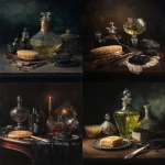 **a dark, moody, victorian oil painting of absinthe, a golden hairbrush, other victorian and gothic curious, and a black snack on a table. --ar 3:4 --v 7.0** - <@693132661379825714> (fast)
-# Create, explore, and organize on [midjourney.com](<https://midjourney.com/imagine?from_discord=1>)