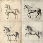 **1480 charcoal line drawing with perspective lines by Leonardo da Vinci of an ultraviolet unicorn ukiyo-e --v 6.1 --p 9ahz8w8** - <@1059292469474373672> (fast, stealth)