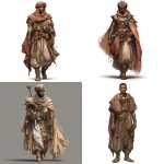 **an adult human male who is scarred, wearing regal desert attire, full body, fantasy style** - <@737863935038062634> (fast)
