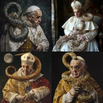 **the pope with a carnival dress of a lunar snake** - <@679407436695732265> (fast)