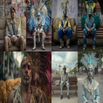 **I want an ultra-realistic photo of two different views of Carnival. One sitting on a sofa and the other sitting on a park bench enjoying Carnival. The image must be of the same person, a 30-year-old Brazilian man. The image should be cropped in half to give the feeling of two different universes. The image is from a credit card editorial. Focus on Brazilian elements and scenery. --ar 16:9** - <@1088178834882433214> (fast)