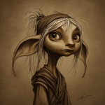 **portrait of a female young goblin host. she is lean and curious. fantasy, dragonbane, --no background --sref <https://s.mj.run/6v_oZw2C9SU>** - Image #3 <@321697901023723522>