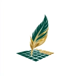 **logo of A minimalist gold quill twisting into a emeral green land survey grid on a solid white backgroud. flat with no gradient.** - Image #1 <@1204973653662376031>