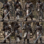 **make a black Templar warrior from warhammer 40k. He’s in a fighting stance. Make him look like a crusader/knight. Make him holding a lantern in one hand and a broad sword in the other. In the style of a hyper realistic video game cut scene --v 7.0** - Variations (Strong) by <@697562114692218901> (fast)