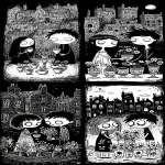 **Six of Cups tarot card by Sarah Andersen. The image is black and white and depicts two people working in the city ground with four cups filled with flowers on display in front of them. The woman is wearing dress , while her brother wears ancient outfit. The brother is tending a chalice with flowers to his sister and there is a flower vase behind him. There is an old stone houses and buildings in background. all set against a black background, and the overall design is simple yet striking, in the style of Sarah Andersen. --ar 3:5 --v 7.0 --p fllp7es** - <@409716268476923920> (fast)
-# Create, explore, and organize on [midjourney.com](<https://midjourney.com/imagine?from_discord=1>)