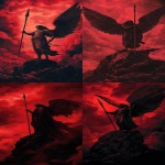 **A red and black illustration of the Archangel Gabriel holding his spear, standing on top of Mount Sinai with dark clouds in the background, in the style of Gustave Doré. The artwork has a dark art style, horror atmosphere, dark colors, a red sky, and dark red tones. It is a dark fantasy artwork with a dark background. --ar 9:20 --s 50 --v 6.1** - <@699706172105556009> (fast)
-# Create, explore, and organize on [midjourney.com](<https://midjourney.com/imagine?from_discord=1>)