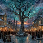 **Ernie Barnes art at Christmas, 8k, --chaos 99 --ar 8:5 --exp 50 --stylize 750 --v 7.0** - Image #1 <@843177938186797076>