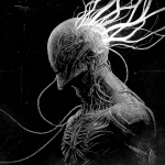**black and white illustration / of a ripped alien man / infused with massive biomechanical tendrils / etched with intricate textures / heavy industrial aesthetics / dark futuristic fantasycore / atmospheric / eerie / foreboding / grainy / gritty / grungy / macabre / menacing / moody / mysterious / ominous / phantasmagorical / strange / uncanny** - Image #3 <@1080572898269466724>