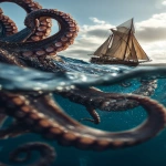 **kraken attacking a sailboat in the sea with tentacles, hdr, low angle view --ar 4:7** - Image #2 <@585362301041770519>
