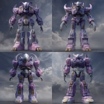 **<https://s.mj.run/MzfZwHaOM8Y> full body megazord with xenomorph head, xenomorph anatomy, xenomorph face, claws, lavender --sref <https://s.mj.run/3Fpt8iRZVgo> --sw 200 --v 7.0** - Remix (Strong) by <@281826490209796096> (relaxed)