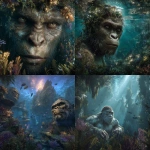 **Atlantis is inhabited by a tribe of sasquatch, realistic photography, underwater, crystal lighting, highly detailed --v 7.0 --p qzceaul** - <@405548268966117377> (fast)